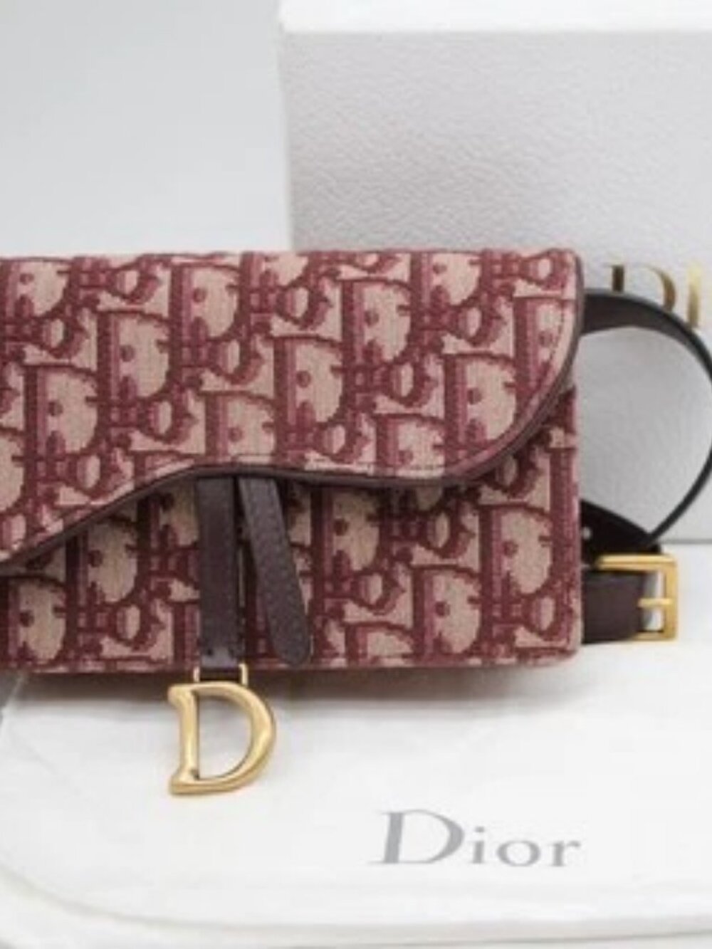Christian Dior Oblique Saddle Belt Bag Bordeaux - Burgundy